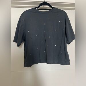 Old Navy Pearl and Rhinestone Cropped Tee
